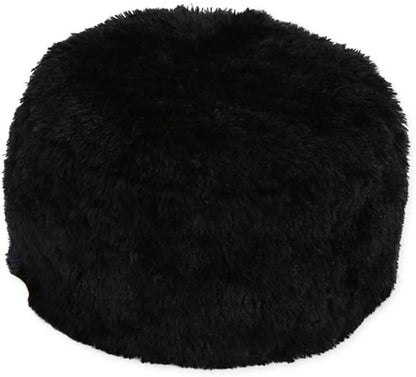 Descansapies Puff En Peluche - Negro