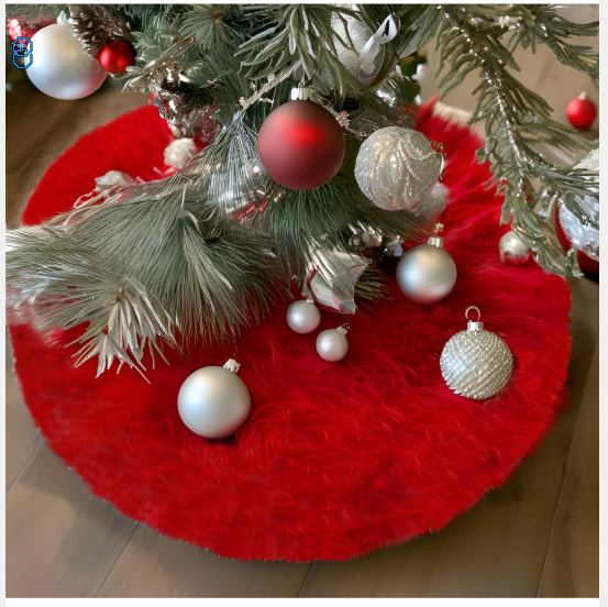 Pie De Árbol Navidad 80 cm Peludo Rojo