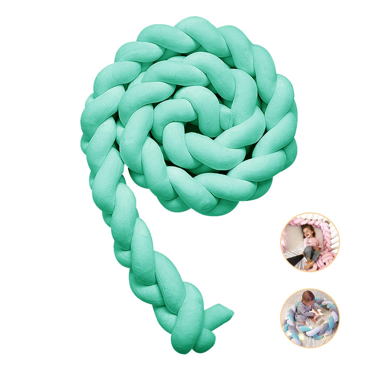 Cojín Protector Para Cuna De Bebe Trenza - Menta - Banzay