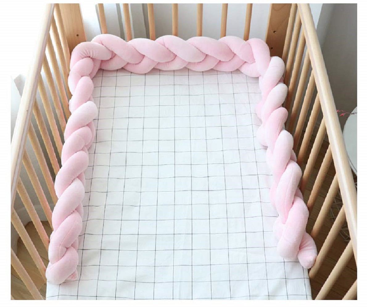 Cojín Protector Para Cuna De Bebe Trenza - Rosado - Banzay