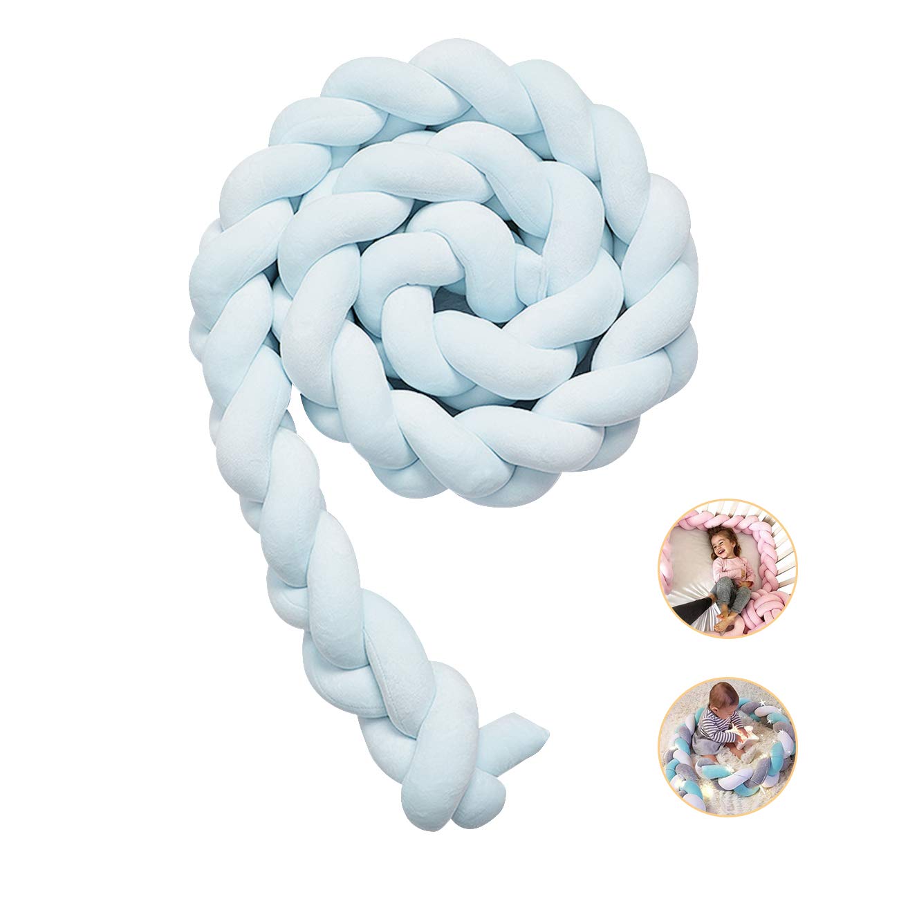 Cojín Protector Para Cuna De Bebe Trenza - Azul Claro - Banzay