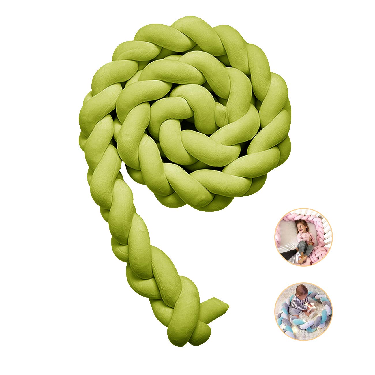 Cojín Protector Para Cuna De Bebe Trenza - Verde Limón - Banzay