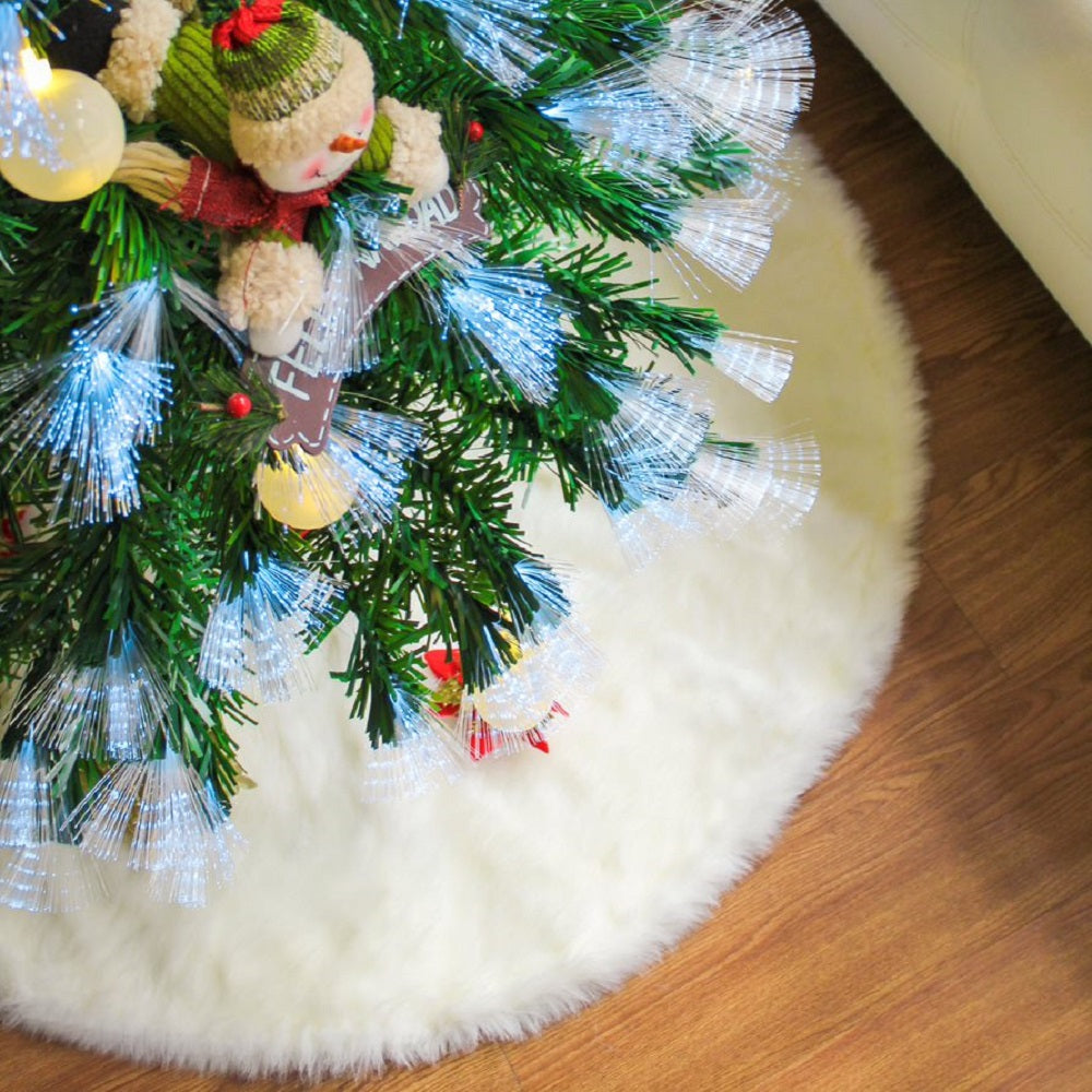 Pie De Árbol Navidad 100 cm Peludo - Blanco Perla - Banzay