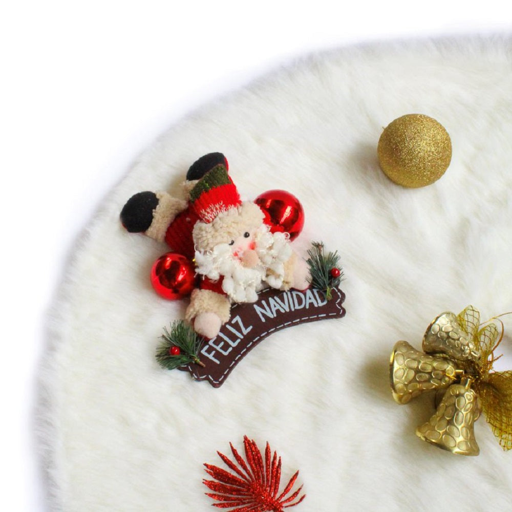 Pie De Árbol Navidad 100 cm Peludo - Blanco Perla - Banzay