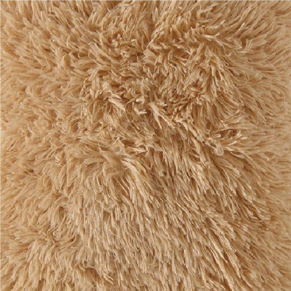 Detalle tela peluche suave beige para camas de perro