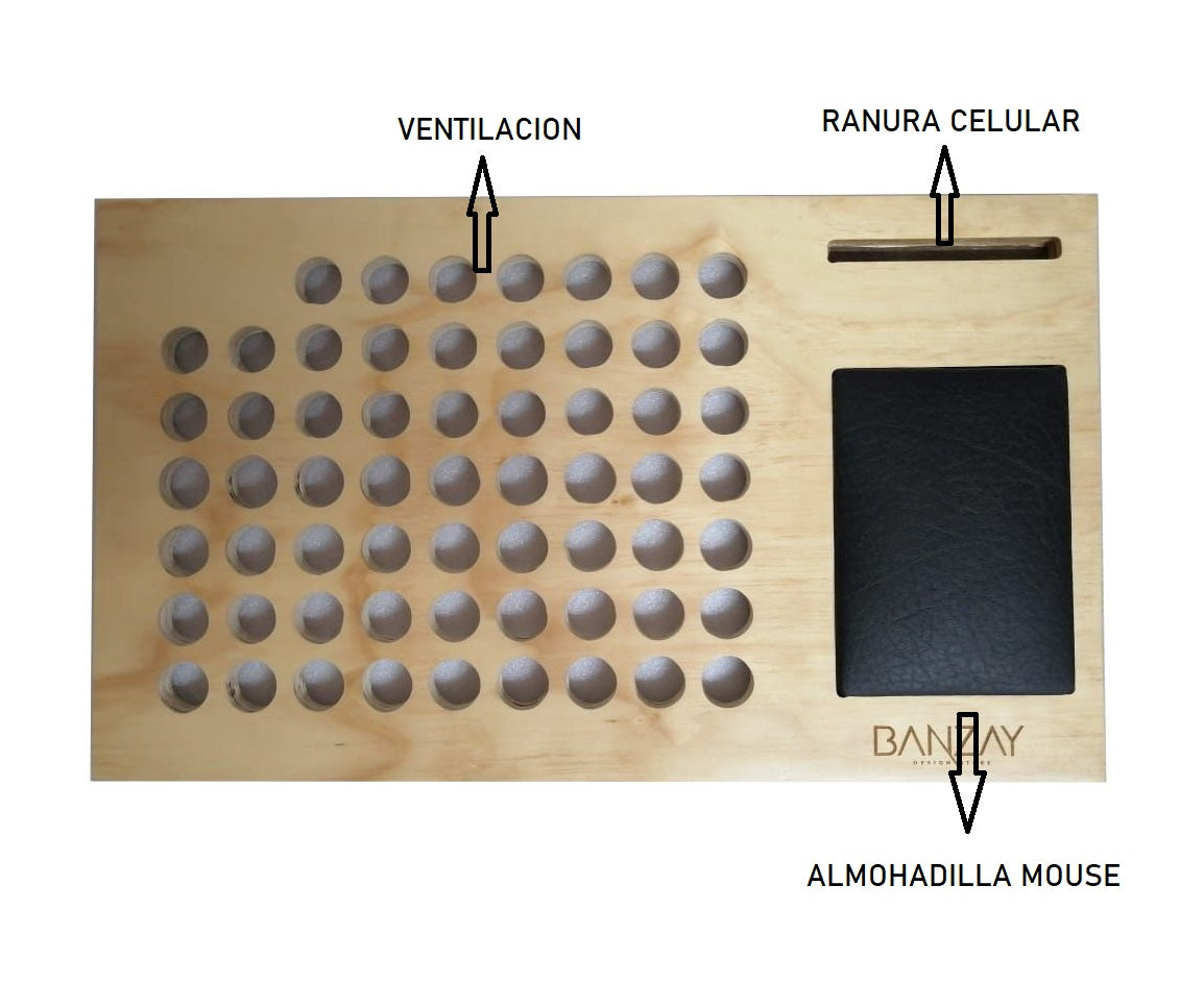 Soporte con Ventilación para Computador Portatil Madera - Banzay